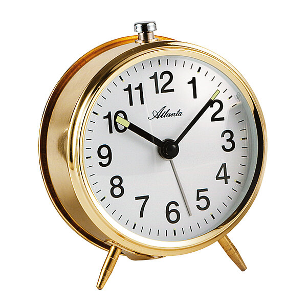 Mechanischer Wecker mit Metallgehäuse in gold - von Paragon Uhren