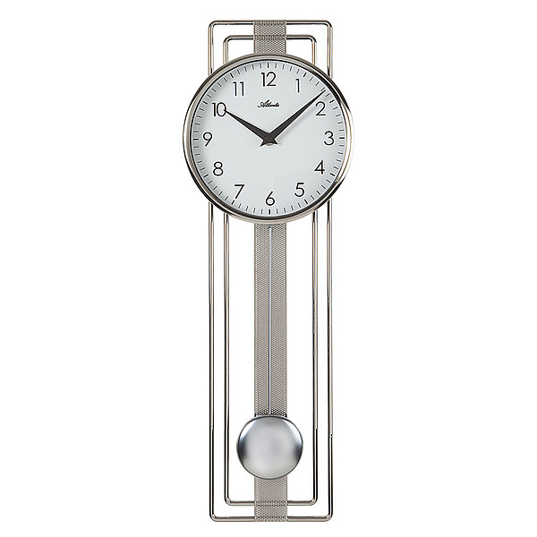 Pendeluhr Quartz, modernes Metallgehäuse und Zifferblatt, 12 arabische Ziffern von Paragon Uhren