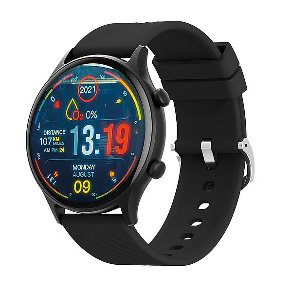 Aktivitätstracker silberfarben, Silikonband grau