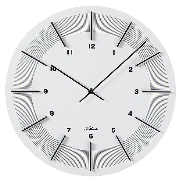 Moderne Wanduhr Quartz mit MDF-Gehäuse in weiß von Paragon Uhren