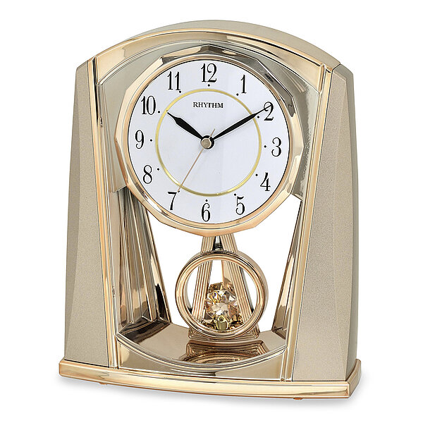 Stiluhr/Tischuhr mit beruhigendem Slow-Motion-Pendel und Gehäuse aus Kunststoff in Roségold von Paragon Uhren