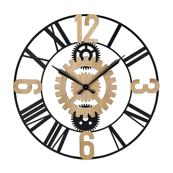 Industrial-Style, Quartz-Wanduhr mit großen arabischen und römischen Ziffern - von Paragon Uhren