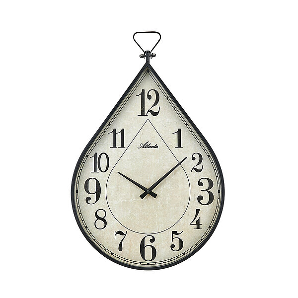 Retro-Style: Quartz-Wanduhr mit wertigem Metallgehäuse in Tropfenform - von Paragon Uhren