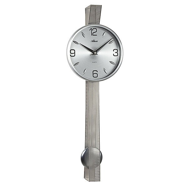 Pendeluhr Quartz, Metallgehäuse mit moderner Lochstanzung, Zifferblatt mit 4 arabische Ziffern von Paragon Uhren
