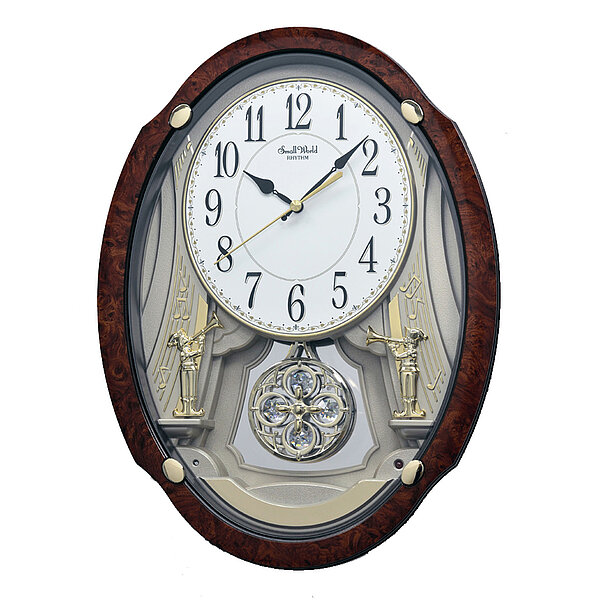RHYTHM Wanduhr in Nussbaum mit Melodie & Pendel - von Paragon Uhren