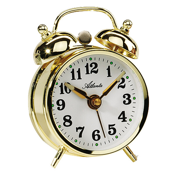 Mechanischer Doppelglocken-Wecker in gold von Paragon Uhren