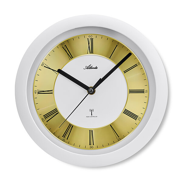 Funk-Wanduhr, elegantes Metall-Zifferblatt von Paragon Uhren