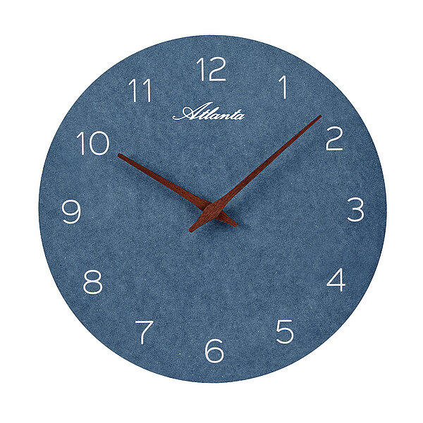 schlichte Quartz-Wanduhr in blau mit arabischen Zahlen von Paragon Uhren