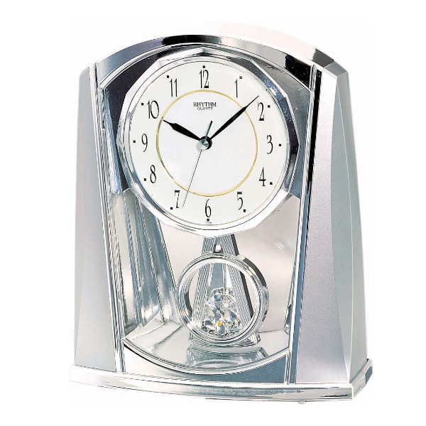 Stiluhr/Tischuhr in Silber mit beruhigendem Slow-Motion-Pendel von Paragon Uhren