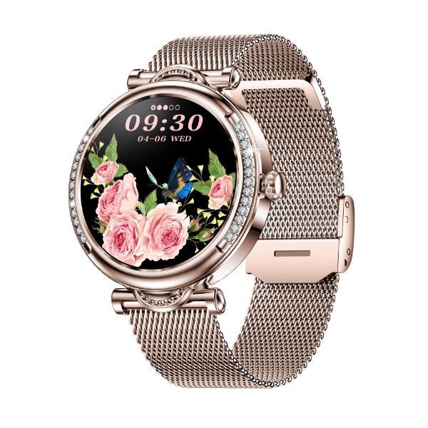 Goldfarbener Aktivitätstracker mit Meshband in gold - von Paragon Uhren